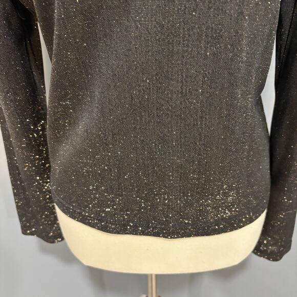 Black and gold semi-sheer sparkle top, Size M - Picture 5 of 8